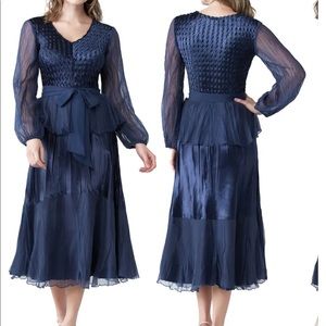 Komarov long sleeve v-neck dress, ECLIPSE